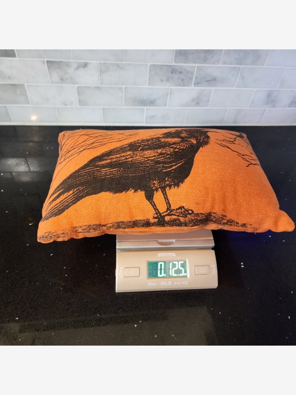 Vintage Orange/Black Raven Throw Pillow - Picture 5 of 6